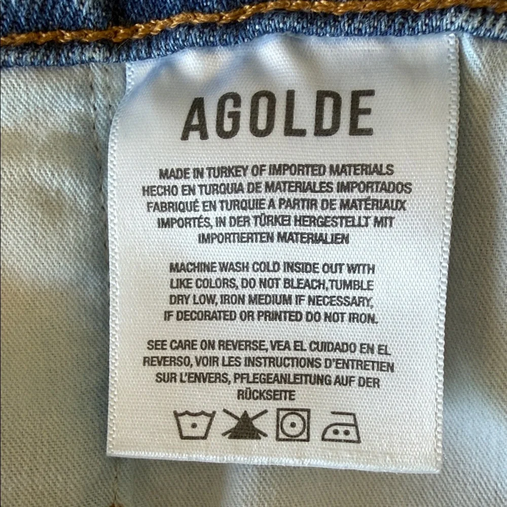 Agolde Jean Shorts High Rise Wide Leg Belted PaperBag Waist Light Wash Sz 27 - Picture 5 of 12